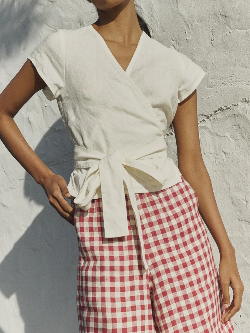 NEW notperfectlinen Not Perfect Linen MADRID cropped wrap TOP